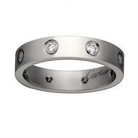 Cartier Love 18k White Gold Ring Fake 8 Diamonds