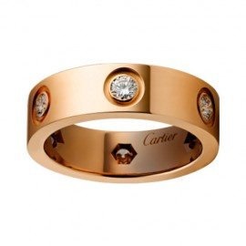 Cartier Love Ring Copy 18k Pink Gold with 6 Diamonds