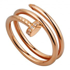 Cartier Juste Un Clou 2 Row Ring Fake Plated 18k Pink Gold Set With Diamonds